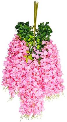 Siddhivinayak Siddhivinayak Artificial Hanging Dense Wisteria Flower Vine Pink, Green Westeria Artificial Flower