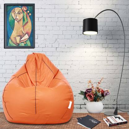 Flipkart Perfect Homes Studio XXXL Classic Orange with Navy Blue Piping Teardrop Bean Bag  With Bean Filling