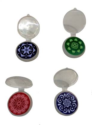 HRSGS Multicolour Multidesign carrom Stricker, heavy Plastic, smooth surface 7 mm, one Side Printed Pack of 4 Board Game Accessories