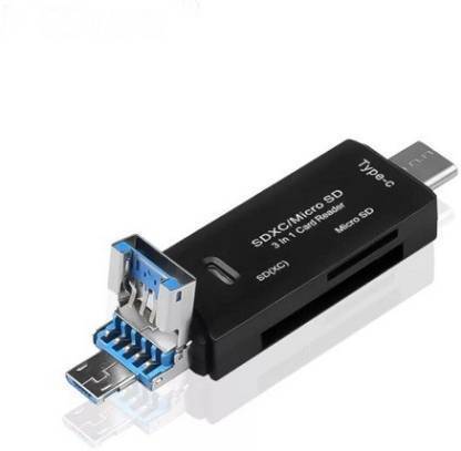 साविराज Card Reader, 3-in-1 USB 3.0, USB C, Micro USB Card Reader SD, Micro SD, SDXC, SDHC, Micro SDHC, Micro SDXC Memory Card Reader कार्ड रीडर