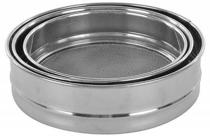 SBI Stainless Steel Atta chalni/channi/Sieve Set of 3 Strainer