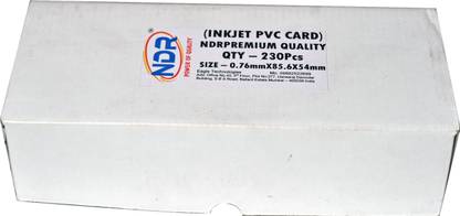 NDR White PVC ID Cards For Inkjet Printers - (Aadhar Card, College ID, Gate Pass, etc) Set of 230 Cards 1 Box White Ink Cartridge for EPSON L800,L805,L810,L850 White Ink Cartridge