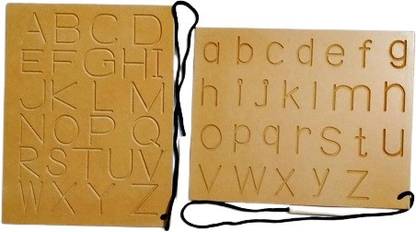jaraglobal Small Capital ABCD Alphabet Writing Practice Wooden Boards - Write and Correct Way for learning kids Educational Learning Toys for Kids, Small Capital ABCD Learning Games for 2+ Years for Boys & Girls (Brown)