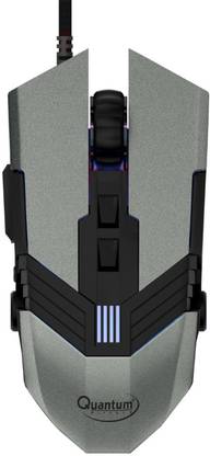 QUANTUM Snype 1.0 3200 DPI Wired USB Gaming Mouse with 7 Programmable Keys, RGB Lighting Type, Adjustable Weights, Rubber Side Grips & Nylon Braided Cable (Grey) Wired Ambidextrous Optical  Gaming Mouse