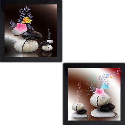 Poster N Frames Xpression Decor 2(two) Hand-Crafted Decorative Style Wooden Frame with photo of Flower each Size (14x14inch,multicolour,Synthetic) Digital Reprint 14 inch x 14 inch Painting