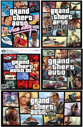 Gaming Universe GTA Five in one Games Pack (Games Included GTA Vice City, Sanandreas , GTA 3,4 & 5 ) No digital code, no need to download. Install and play (GTA Five Games in one pack) (PC Game, for Windows) (Standard)