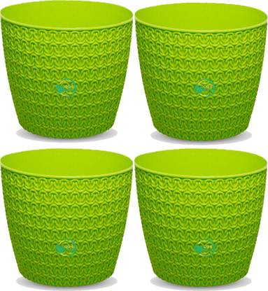 Oshi Greens Table top Designer plastic flower pot set unique design small planters office use Plant Container Set