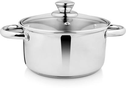 Vinayak by Vinayak Stainless Steel Cooking Casserole, Induction Bottom Casserole - 16 Cm Handi 1.6 L with Lid