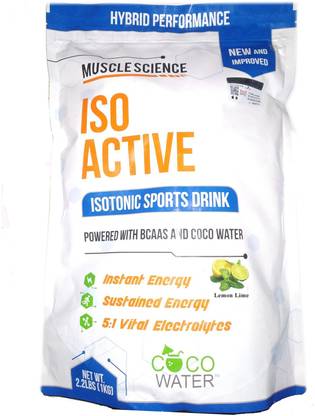 Muscle Science Iso Active Isotonic Sports Drink Instant Energy Formula Extended Workout BCAA