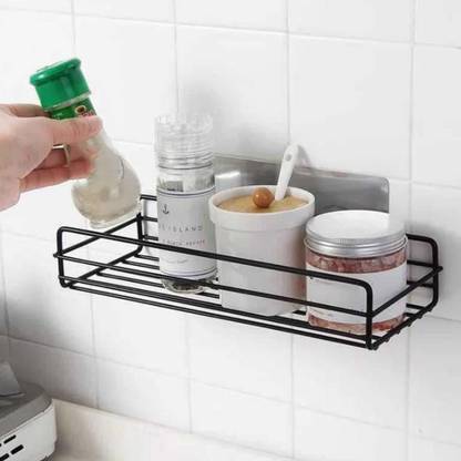 UK Enterprise Punch-Free Multipurpose Kitchen Bathroom Storage Shelf Wall Holder Storage Rack Bathroom Rack Organizer Storage Box with Strong Magic Sticker Shower Caddies Kitchen Rack Storage Rack Steel Wall Shelf Stainless Steel Wall Shelf