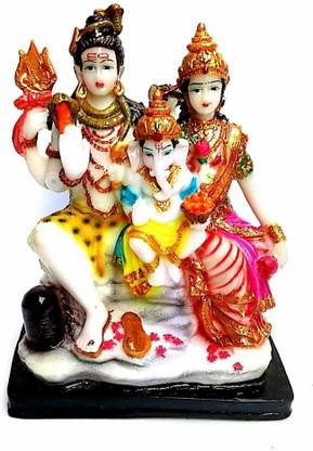 krishnagallery1 Shiv Privar Murti Pure Marble Look Statue (special Good Polyston Marble Look Decorative Showpiece  -  15 cm