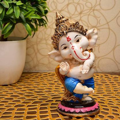 krishnagallery1 New Dancing Flute Ganesh Murti , Ganesh Ji Murti, Love Couple, Ganesh Statue, Decorative Showpiece  -  12 cm