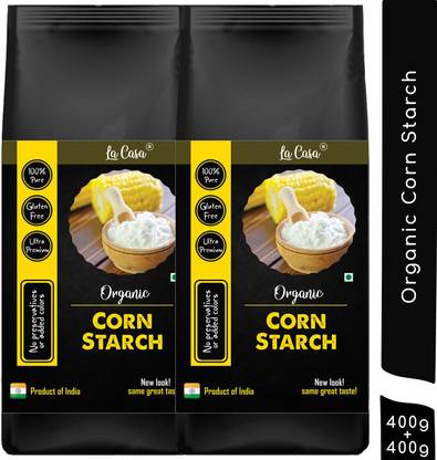 La Casa Organic Corn Starch Powder | Combo Pack of 2 | 100% Pure | Gluten Free Thickener | Starch Powder