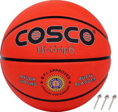 COSCO Hi-Grip (S-6) Basketball With 3 Niddle Basketball - Size: 6