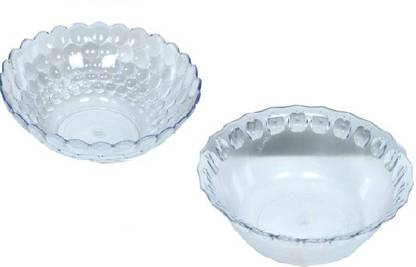 Kanha Plastic Serving Bowl 9 Inch Transparent 1 Apple Design Round Serving Bowl and 1 dot round serving bowl , Poly carbonate Lunch Dinner Bowl, Multipurpose Bowls for Serving Curry, Pudding, Ice Cream, Soups, Desserts Plastic Serving Bowl