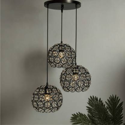 Flipkart Perfect Homes 3 Lights Round Cer Globe Chandelier Quad Crystal Hanging Light Decorative Black Kitchen Area And Dining Room Led Filament Ceiling Lamp In India Flipkart Perfect Homes 3 Lights Round, Hanging Lights Chandelier