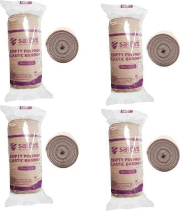 safent Skin Color Empty Pin High Elastic Bandage - 4 Inch - (10cm*4.5M) (Set Of 4) Crepe Bandage