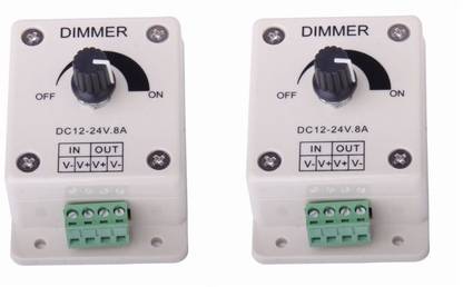 TRP Traders 12V-24V 8A LED Light Dimmer Brightness Adjustable Control Controller,Power Saver Pack of 2 8 A Step Dimmer
