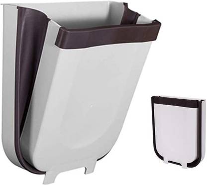 Breewell Foldable Trash Bin, 9L Wall Hanging Garbage Can, Wall Mounted Folding Waste Dustbin Plastic Dustbin