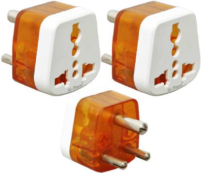 HI-PLASST HI-6-13 Hi-Plasst 3 Pin Conversion Plug Pack Of 2 Pcs Power Adapter Worldwide Adaptor Three Pin Plug