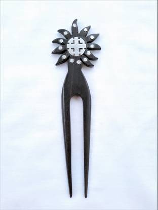 Jain Export Silver stars and Designer moon studded Wooden Hair stick Bun Stick