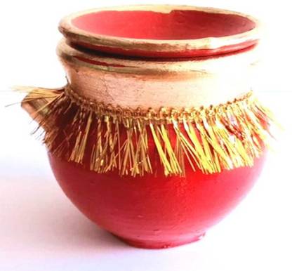 home decor CLAY Karwa Chauth Mitti Kalash Red Colour and karwa chauth pooja kalash Earthenware Kalash
