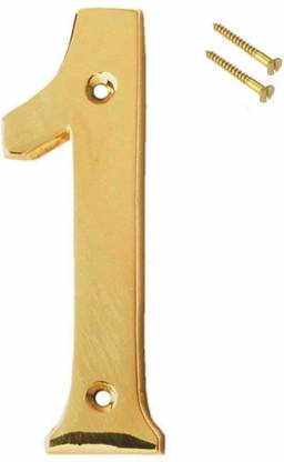 eSplanade 4" Brass House Hotel Door Number Plaque Sticky Numeric Numerical Digit 1 (one) Brass Door Handle