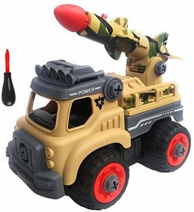 IndusBay Assemble disassemble Military Army Rocket Launcher Tool Truck Jeep Toy for Boys Take Apart Vehicle Toy