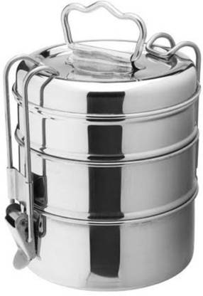 DEEPANGEL TIFFIN STEEL SIZE 8X3 SIZE 1 BOX CAPICITY 400 ML 3 Containers Lunch Box