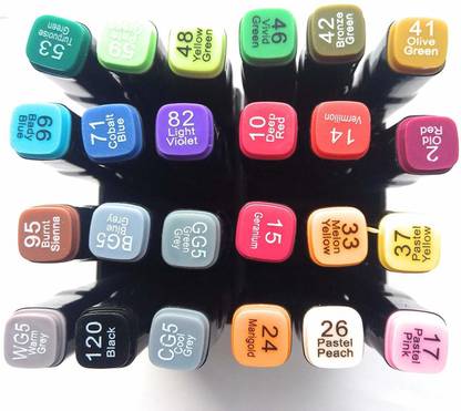 TouchCool Twin Headed Sketch Marker for Manga and Impression Good for Art Lovers and Artist (Multicolour) -Set of 24 pieces