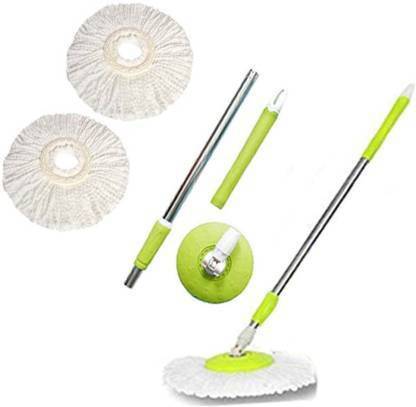Wazood Spin Mop Handle with Refill Wipes String Mop Head and Refill