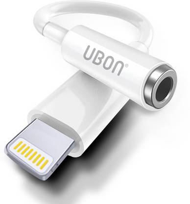 Ubon White WR-466 3.5 mm Headphone Jack Adapter Connector Supported Music Control and Calling Function Audio Adapter Phone Converter