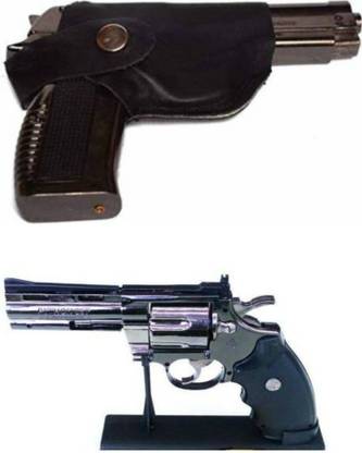 ZVR 608 and Python / Pistol shaped gun shaped refillable cigratte lighter Flame Lighter PACK OF 2 Pocket Lighter