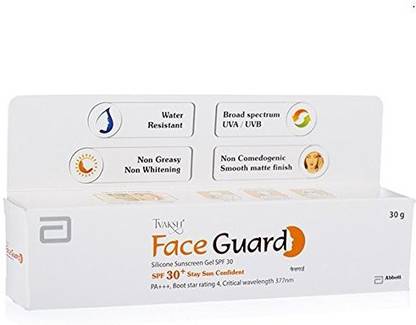 Tvaksh Sunscreen - SPF 50 PA+++ Face Guard Silicone Sunscreen Gel SPF 30+, 30g