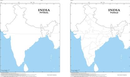 Practice Map India Physical & Political Map Paper Print