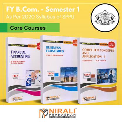 {Set of 3 Books} B.Com Core Subjects - First Year (FY) Semester 1 - SPPU (Pune University) 2020 Syllabus [Financial Accounting, Business Economics Micro, Computer Concepts and Application 1]