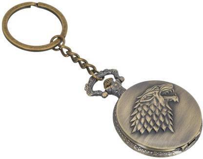 V E Theme Designer Vintage Clock Metallic Keychain Locking Key Chain