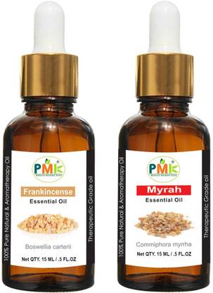 PMK Pure Natural Frankincense Oil and Myrrh Essential Oil (Each 15 ML)