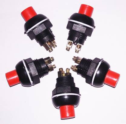 Octo Mini On-Off Momentary Red Push Button Horn Switch (Pack of 5) Electronic Components Electronic Hobby Kit