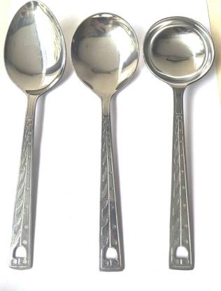 SELLPITCH Leaf Ladle Pan Oval | Stainless Steel Serving and Cooking Spoon Set | Spoon Combo Ladle Set in Leaf Pattern (Leaf Ladle Pan Oval (1 Set)) Kitchen Tool Set
