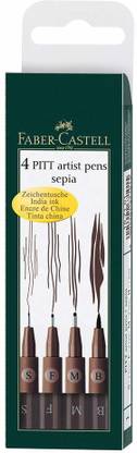FABER-CASTELL 4 Pitt Artist Pens Black Fineliner