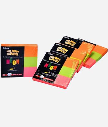 Oddy NEON PROMPTS 1" X 3" STICKY NOTES 120 Sheets Paper Flags 25 X 75 mm STICKY NOTES, 4 Colors