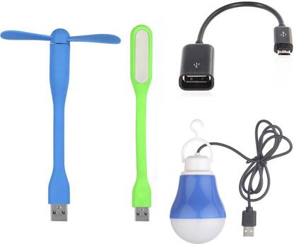 Flipkart SmartBuy Emergency Combo of Portable OTG Cable (Micro USB to USB) and Flexible Led Light, USB Fan
