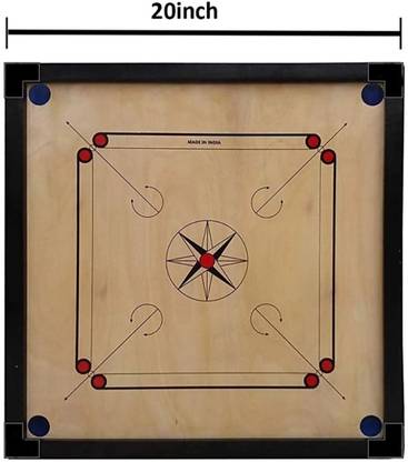 Shanti Enterprises SE GLOSS FINISH CARROM BOARD WITH COINS, STRIKER & POWDER SIZE 50.8 CM 20 inch Carrom Board