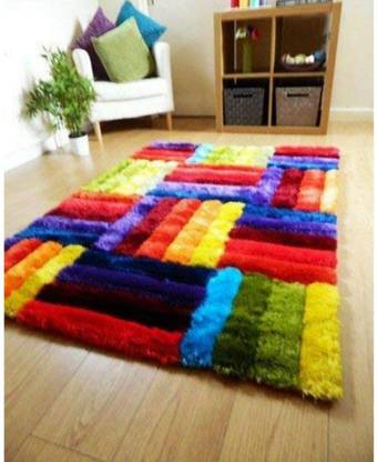 SR Handloom Multicolor Blended, Polyester Area Rug