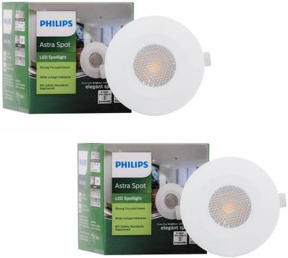 PHILIPS 2w-round astra spot light white pack of-02 Downlighter Ceiling Light Ceiling Lamp
