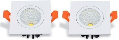 D'Mak 9 Watt Square LED COB White Focus Light for POP/ Recessed Lighting (Set of 2) Recessed Ceiling Light Ceiling Lamp