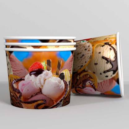 Paricott Pack of 100 Paper Ice Cream Cup 150ml Design -2 (Pack of 100 Cups)