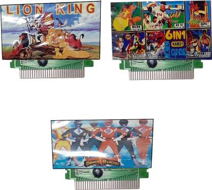 VK MART 8 Bit Tv Video Game Cassetts Like POWER,RANGER,LION,KING,6,IN,1,(pack of 3)  Gaming Accessory Kit
