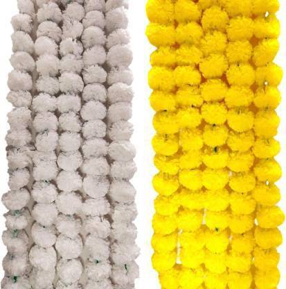 महिमा ARTIFICIAL FLOWER GARLAND 10 STRINGS YELLOW WHITE PVC हार